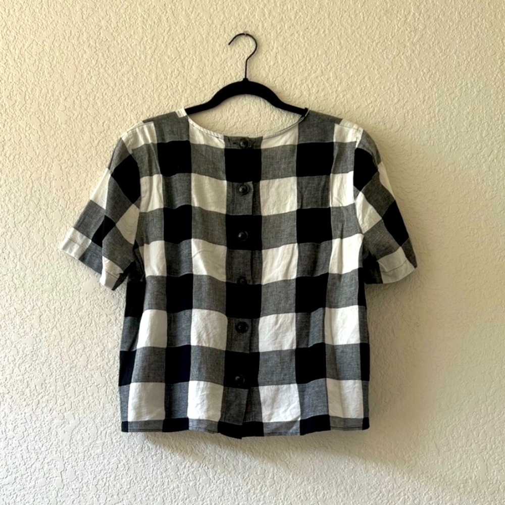 Madewell Boxy Button-Back Top in Gingham Check